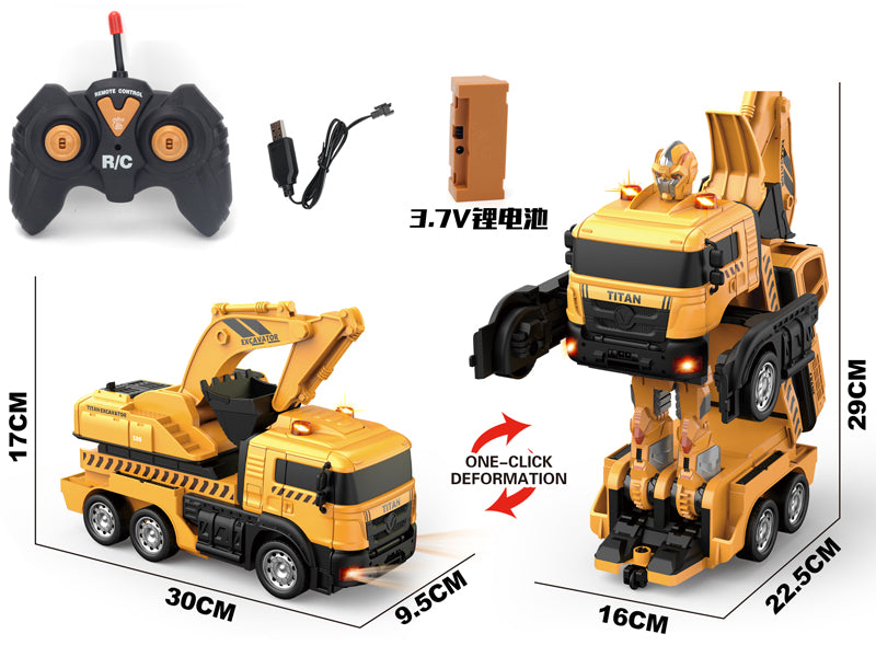 50. Juguete a Control Remoto para Niño Transformer Robot Escavadora