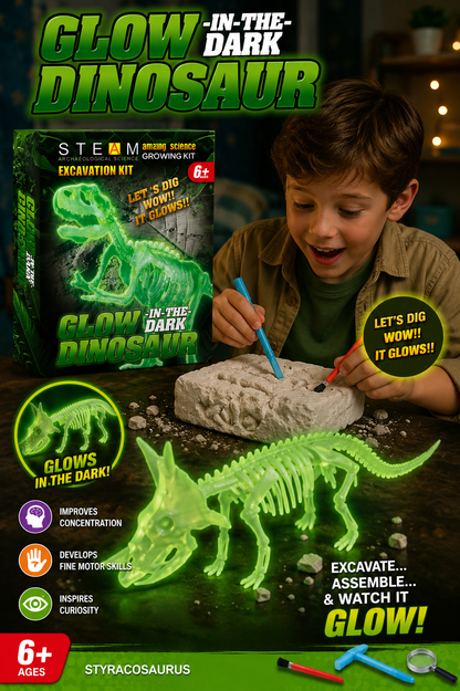 Juguete de Dinosaurio Fosforescente para Niños (Alumbra en la Oscuridad)