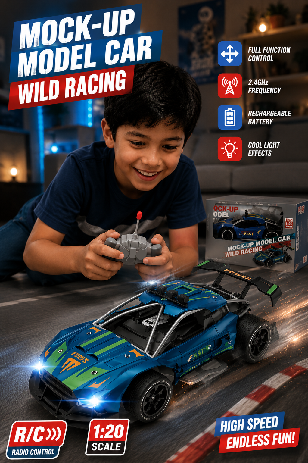 Juguete Carro de Carreras a Control Remoto para Niño