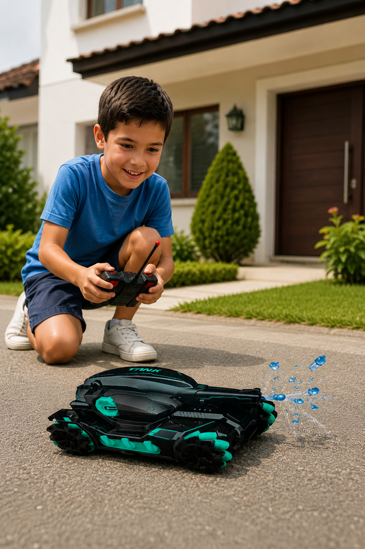 Juguete para Niño Tanque lanza bolitas de Hidrogel a Control Remoto