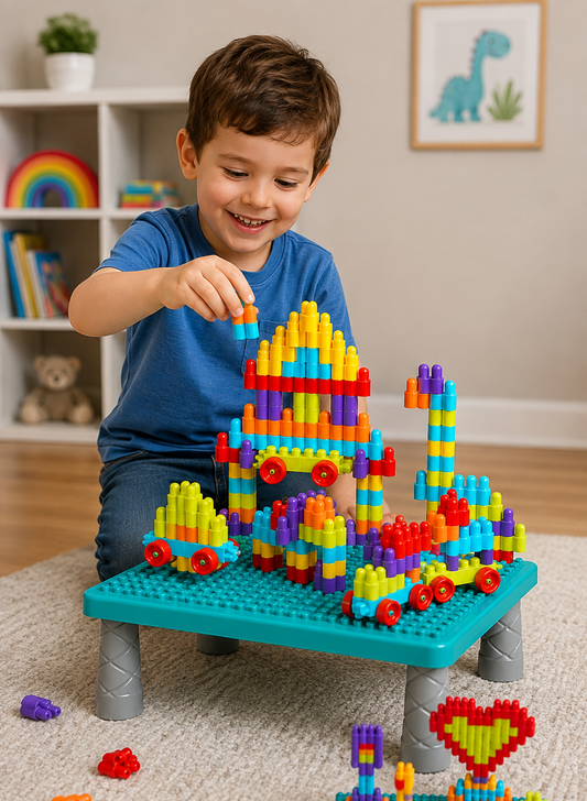 Mesa de Construcción con Bloques (140 Piezas)
