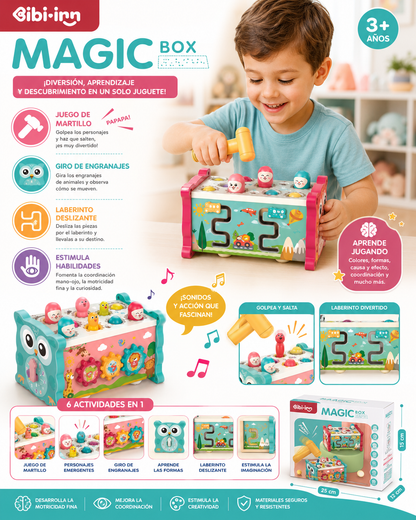 Juguete para Niños Buho Caja Magica Cubo Rubik de Actividades de Aprendizaje Multifuncional para Niños