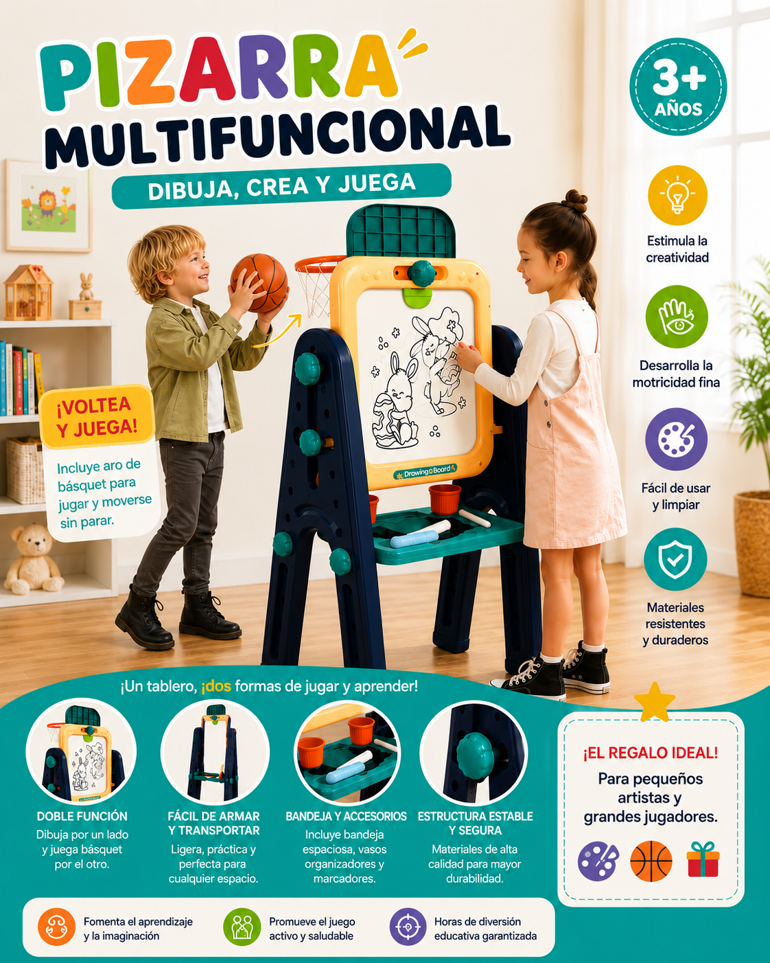 Pizarra Caballete Multipropósito para Niños