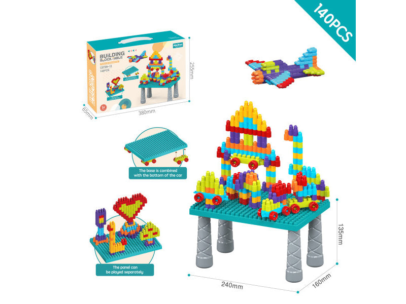 Mesa de Construcción con Bloques (140 Piezas)