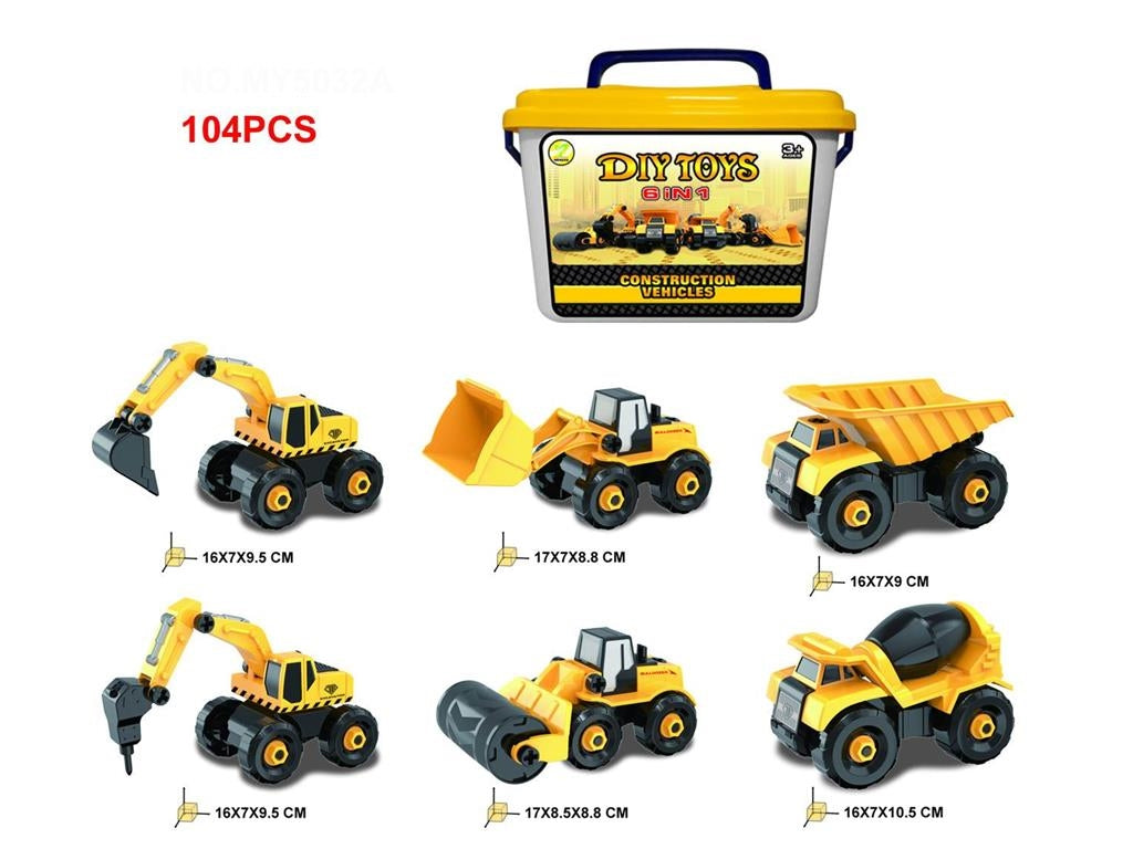 Juego Vehiculos de Construcción para Niños (104 Piezas)